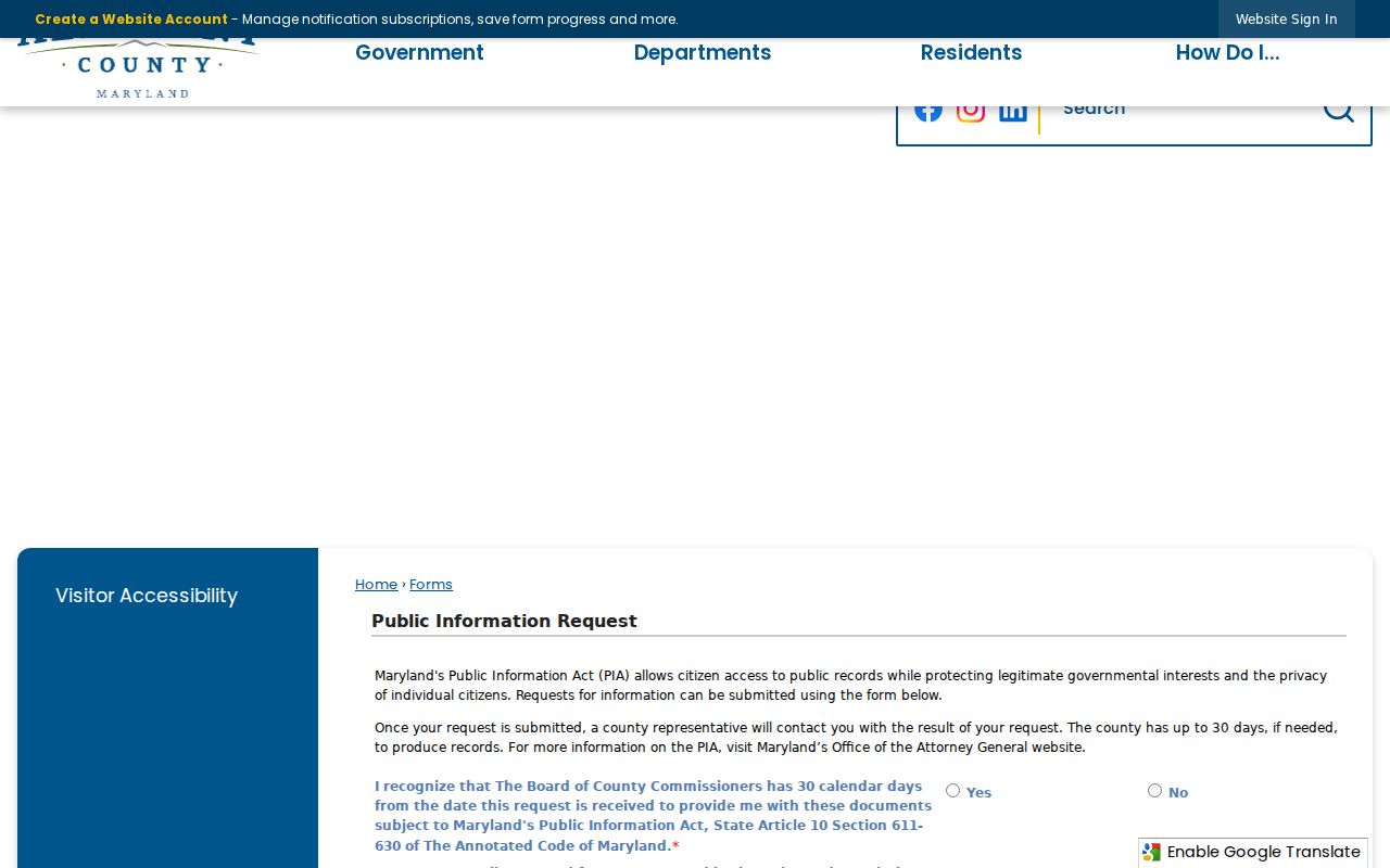 Allegany County warrant check records request form fields