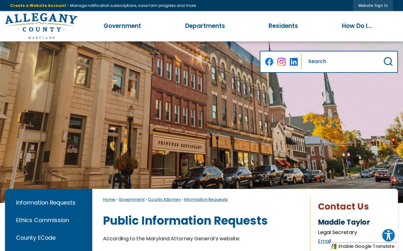 Allegany County warrant check records request routing page