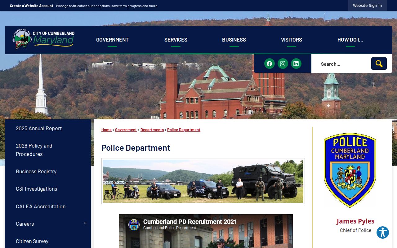 Allegany County bench warrant records routing through a city police department contact page