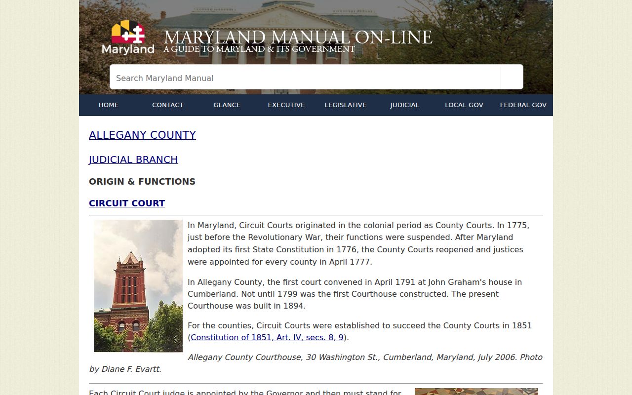 Allegany County bench warrant records context from the county judicial services summary